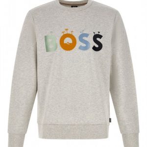Hugo Boss Elegantes graues Rundhals-Sweatshirt aus Baumwolle