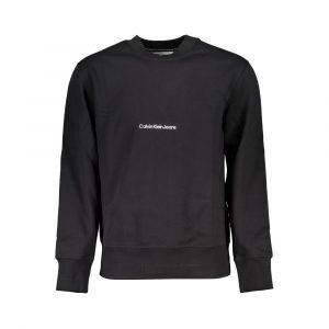 Calvin Klein Schlankes schwarzes Fleece-Sweatshirt mit Rundhalsausschnitt