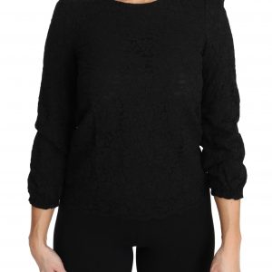 Dolce & Gabbana Schwarzes Blusentop mit floraler Spitze und Reißverschluss