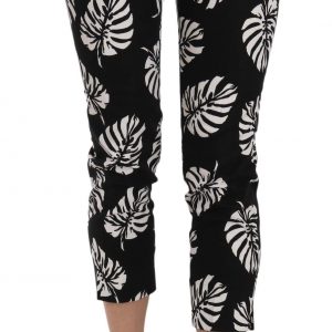 Dolce & Gabbana Schwarze Skinny-Hose mit Palmblattdruck