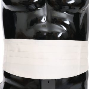 Dolce & Gabbana Weißer Herren Taillengürtel 100% Seide Kummerbund