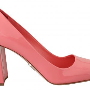 Prada Rosa Lackleder Blockabsatz Pumps Klassisch