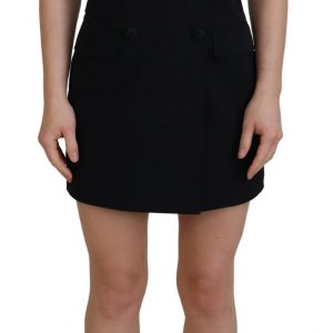 Dolce & Gabbana Schwarzes Stretch-Minikleid aus Wolle in Passform
