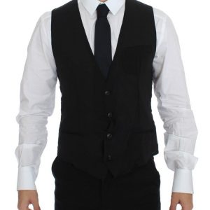Dolce & Gabbana Schwarze Wolle Formal Dress Vest Gilet Jacke