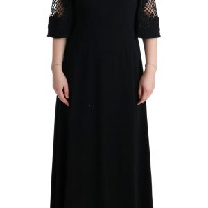 Dolce & Gabbana Schwarzes langes Stretch-Maxikleid in Shift-Form