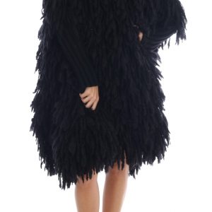 Dolce & Gabbana Schwarzer Fransen-Wollpullover