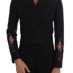 Dolce & Gabbana Schwarze Brokat-Blazer-Jacke