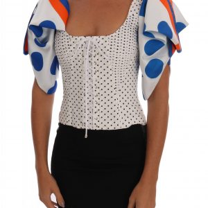 Dolce & Gabbana Weißes Polka-Seiden-Korsett-Bustier-Top