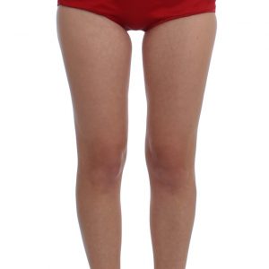 Dolce & Gabbana Rote Seidenkristallrosen Shorts