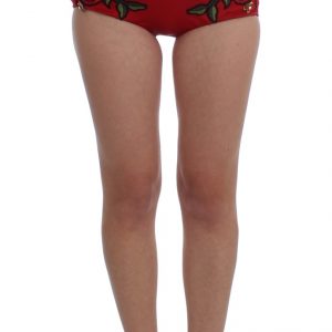 Dolce & Gabbana Rote Seidenrosen Sizilien Shorts